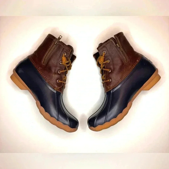 Sperry Women’s Saltwater Duck Boot Navy Blue / Brown Size- 6 - Picture 10 of 11